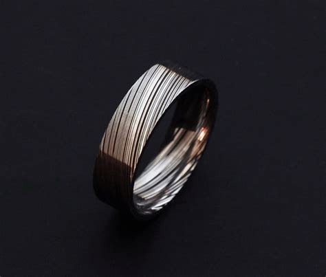 Genuine Stainless Damascus Steel Mens Ring Pd93 Etsy