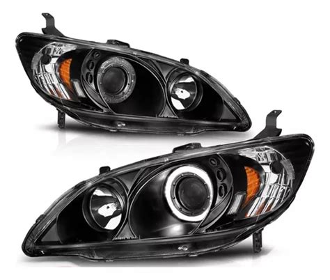 Par De Faros Honda Civic 2004 2005 Led Drl Ojo De Ángel Lupa Meses