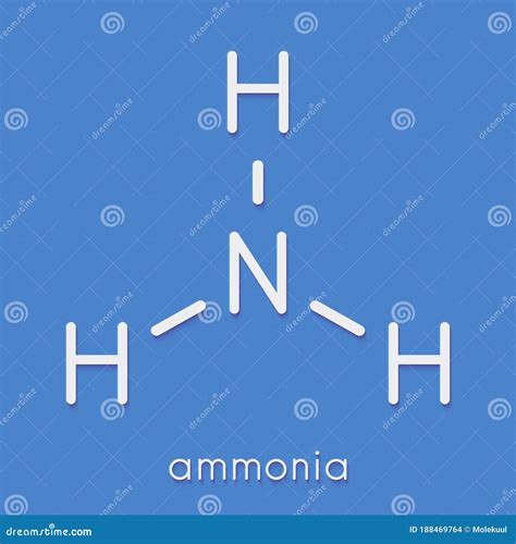 Ammonia NH3 Molecule Skeletal Formula Stock Illustration