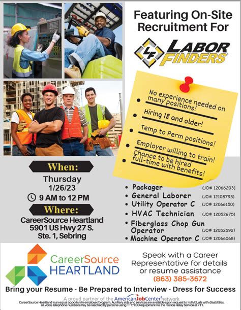 Hiring Event: Labor Finders of Sebring - CareerSource Heartland