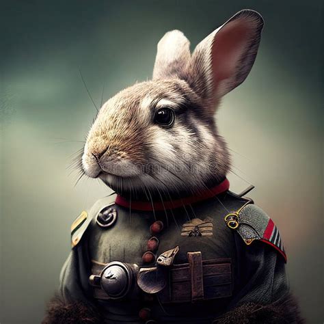 Rabbit In The Form Of A Military Man Bunny Soldier Stock Illustration