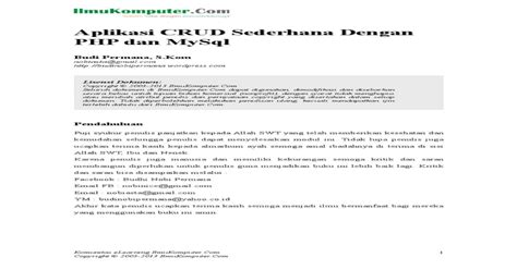 Aplikasi Crud Sederhana Dengan Php Dan Mysql Pdf Document