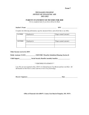 Fillable Online Form Parent Statement Of Income Fax Email Print