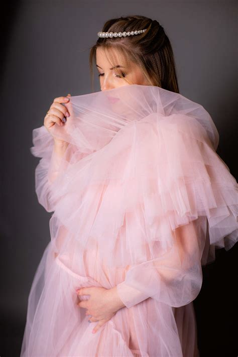 Sheer Maternity Dress For Photoshoot Tulle Maternity Robe Pregnancy