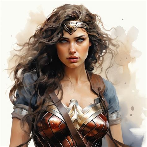 Premium Ai Image Hand Painted Watercolor Clipart Wonder Woman With Lasso