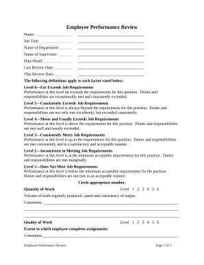 Perance Review Employment Doc Template Pdffiller