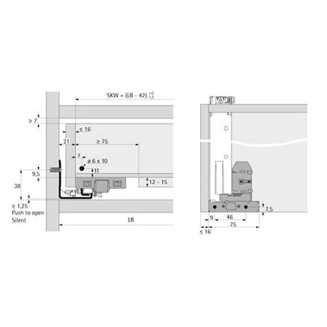 Hettich Coulisse Bois Actro D Silent System Charge Kg