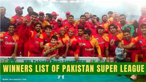 Psl Winners And Runners List Season By Season Cricindeed