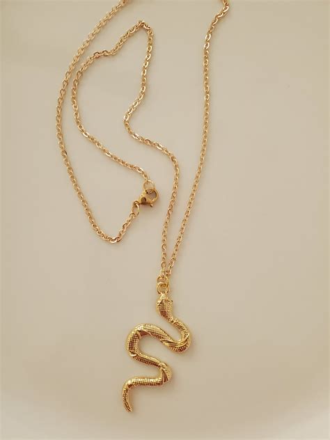 18k Gold Filled Snake Pendant Necklace Gold Filled Snake Etsy