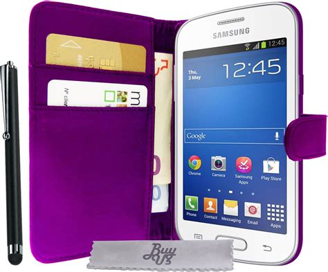 Buyus Etui Housse Luxe Violet Portefeuille Samsung Galaxy Core 4G LTE