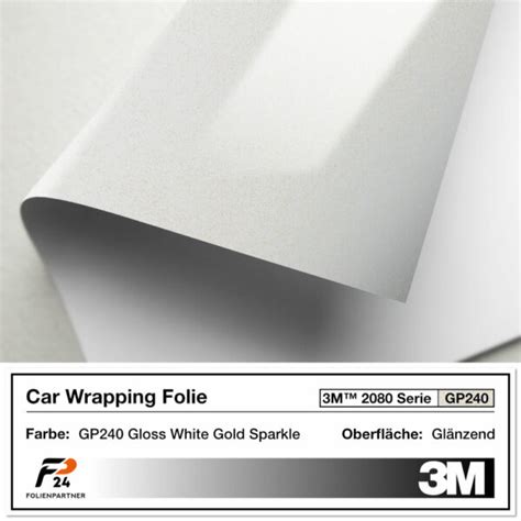 3M 2080 GP240 Gloss White Gold Sparkle Car Wrap Autofolie