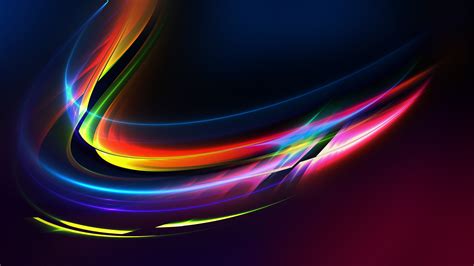 Colorful Glow Bright Lines Wave Dark Background Abstraction K