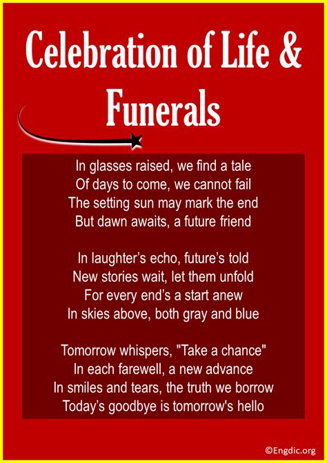 13 Inspirational Poems about Celebration of Life & Funerals - EngDic