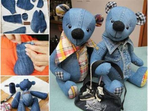 Molde Y Modelo De Oso De Peluche Hecho Con Jeans