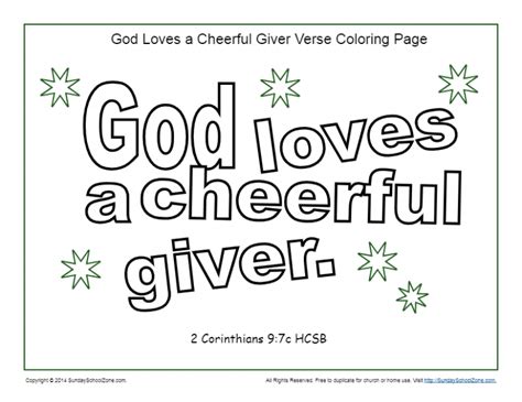 God Loves A Cheerful Giver Coloring Page Bible Activities Bible