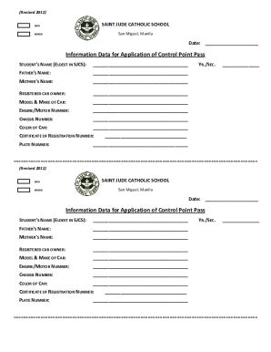 Fillable Online Sjcs Edu Sjcs Car Pass Application Fill Online