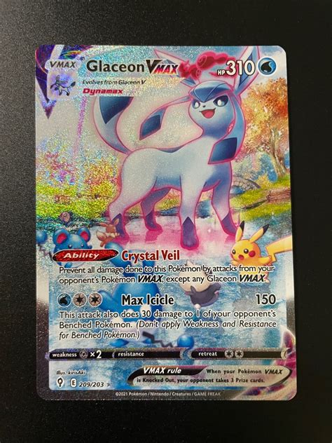 Pokemon Tcg Glaceon Vmax 209203 Alternate Art Secret Rare Sword And Shield Evolving Skies