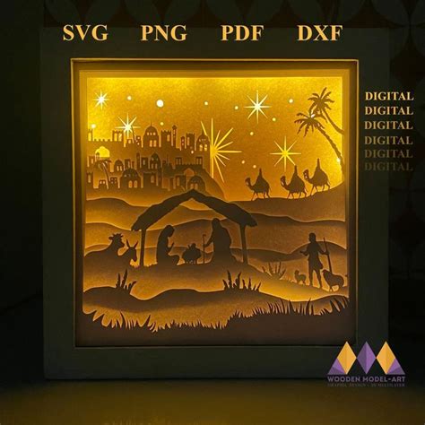 CHRISTMAS NATIVITY Svg Light Box 3D CHRISTMAS Svg Shadow Box For Cricut