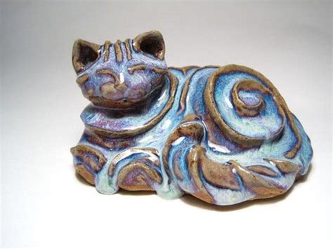 Blue Contented Cat Etsy