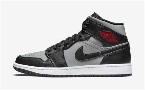 Air Jordan 1 Mid Black Grey Red 554724 096 Release Date Sbd