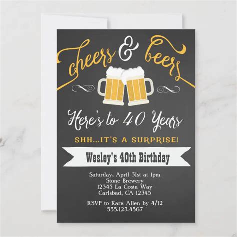 Surprise Cheers And Beers 40th Birthday Invitation Zazzle