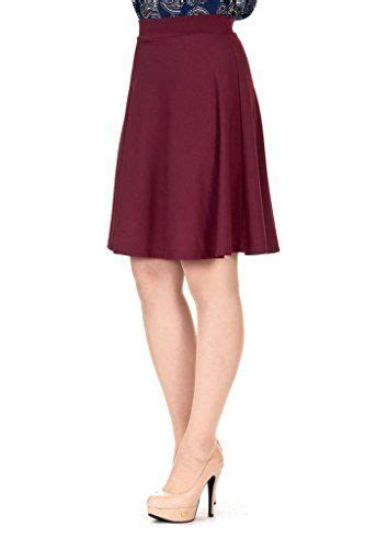 Simple Stretch Aline Flared Knee Length Skirt M Knee Burgundy Click