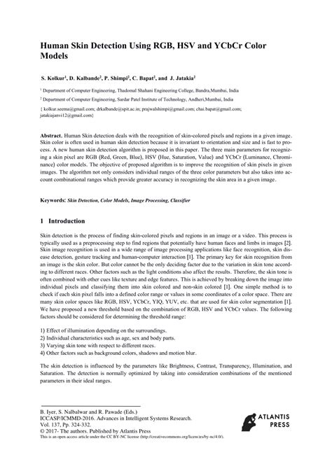 Pdf Human Skin Detection Using Rgb Hsv And Ycbcr Color Models