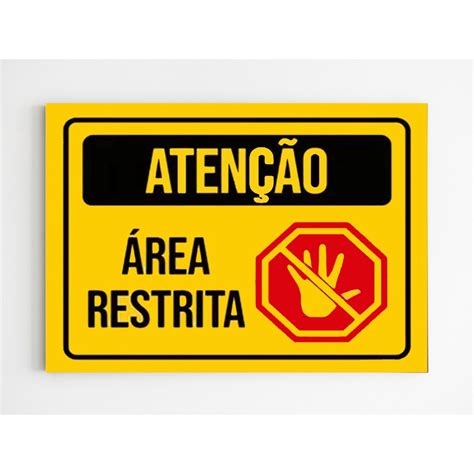 Kit 10 Placas de sinalização ambiente atenção are restrita no Shoptime