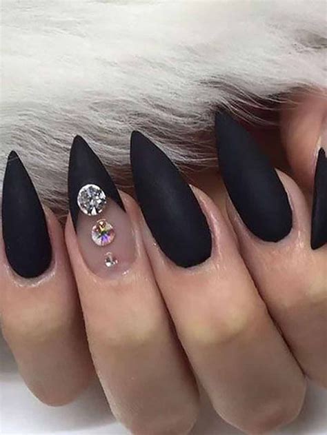 5 Black Nail Designs With Rhinestones Which Will Look Gorgeous Black Nail Designs Nails