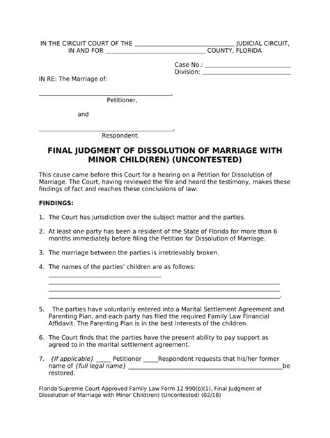 Clerk Of The Court Alachua County Dissolution Of Marriage Packet Doc