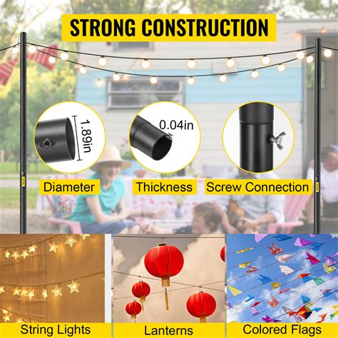 VEVOR Guirlande lumineuse, lot de 2 3 m, lampadaire d'extérieur en