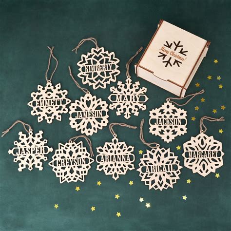 Set Of PERSONALIZED WOODEN SNOWFLAKE Ornaments Wood Etsy