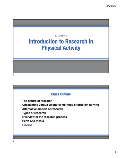 Intro To Research Methods Ch 1 Introduction To Research In Physical