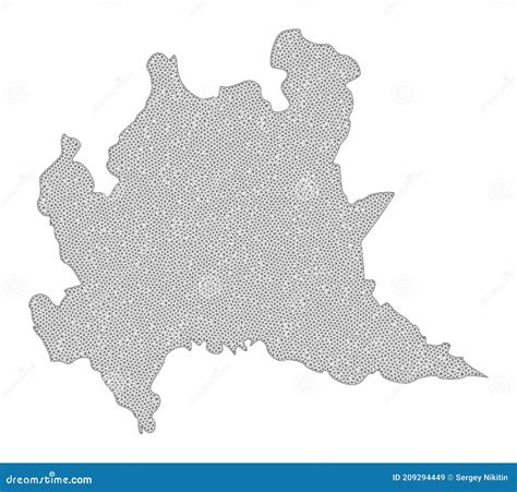 Polygonal Network Mesh High Resolution Raster Map Of Lombardy Region