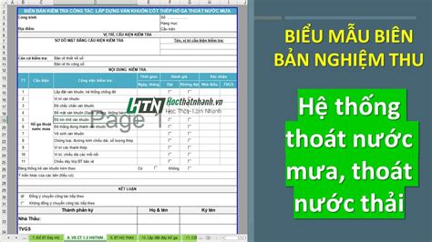 Mẫu biên bản nghiệm thu hệ thống thoát nước mưa thoát nước thải Học