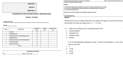 Graad 9 Ekonomiese En Bestuurswetenskappe EBW September Vraestel 1