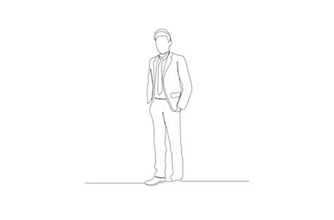 Premium Vector Continuous Line Drawing Of Portrait Of Boss Man