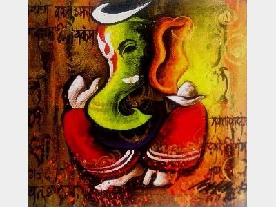 Ganesha By Anand Dharmadikari Portrait Figures Acrylic Painting