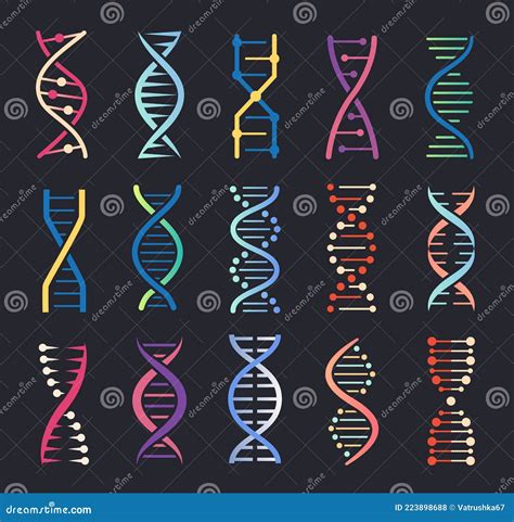 Dna Helix Icons Gene Spiral Molecule Structure Human Genetic Code