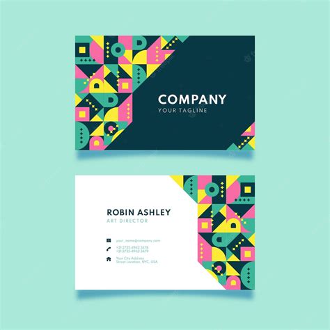 Free Vector Flat Mosaic Horizontal Business Card Template