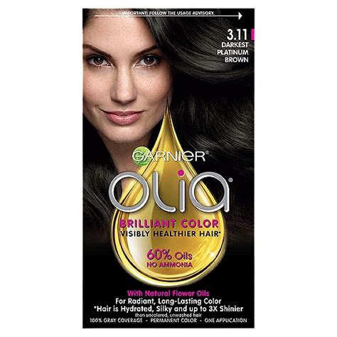 Garnier Olia 3 11 Darkest Platinum Brown Permanent Color One Application Shoprite