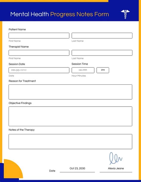 Mental Health Progress Notes Form Template Venngage