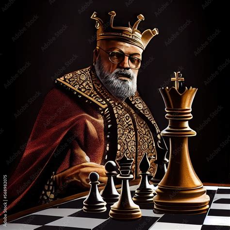 King of kingdom with king chess standing first on chess board concepts ...