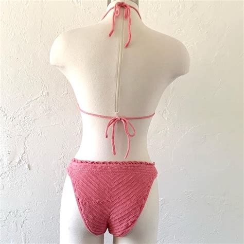 Vtg Victorias Secret Crochet String Bikini Gem