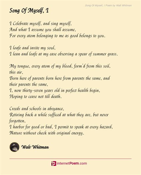 Song Of Myself I Poem By Walt Whitman