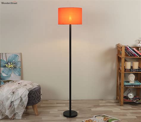 Buy Beautiful Metal Club Floor Lamp With Jute Lamp Shade Orange At