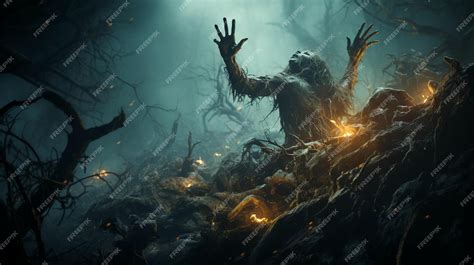 Premium Ai Image Zombies Rise From The Dead In A Dark Scary Forest At