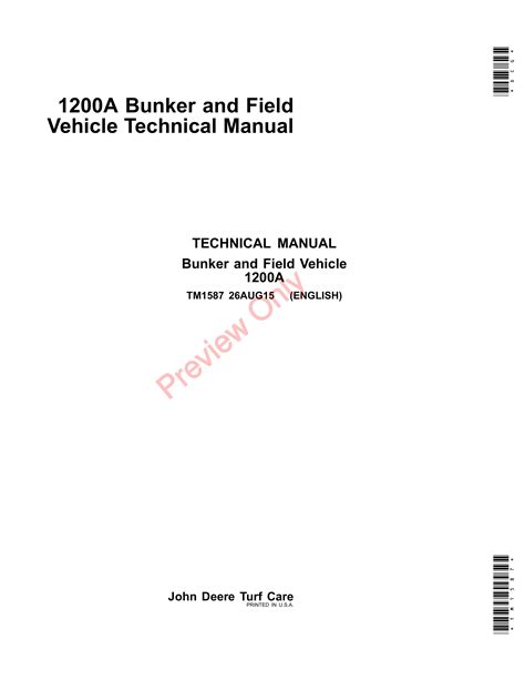 John Deere 1200A Bunker And Field Rake Technical Manual TM1587 26AUG15