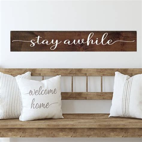 Stay Awhile Sign Living Room Wall Decor Stay Awhile Wood Etsy