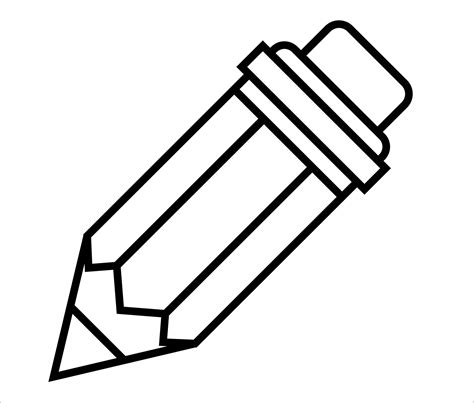 Pencil icon. Black and white vector pencil illustration. Outline, line ...